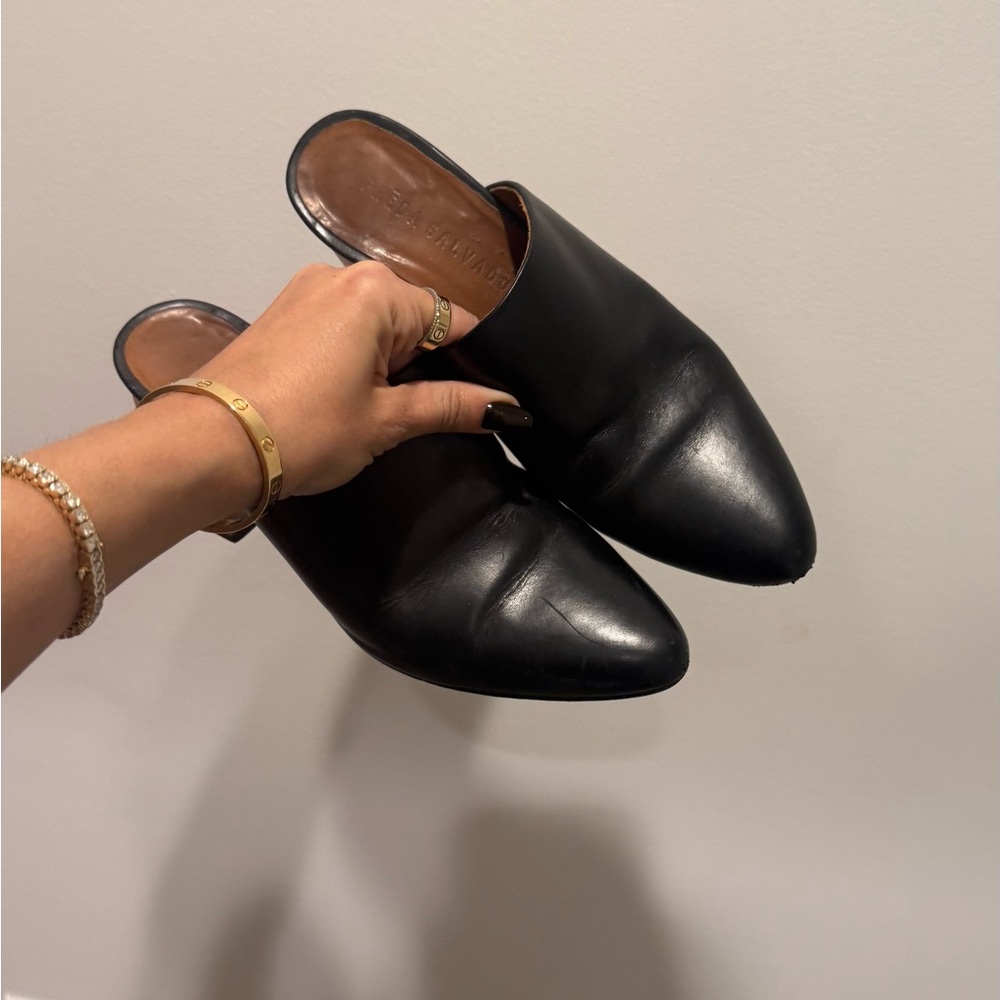 Freda Salvador Black Leather Mules